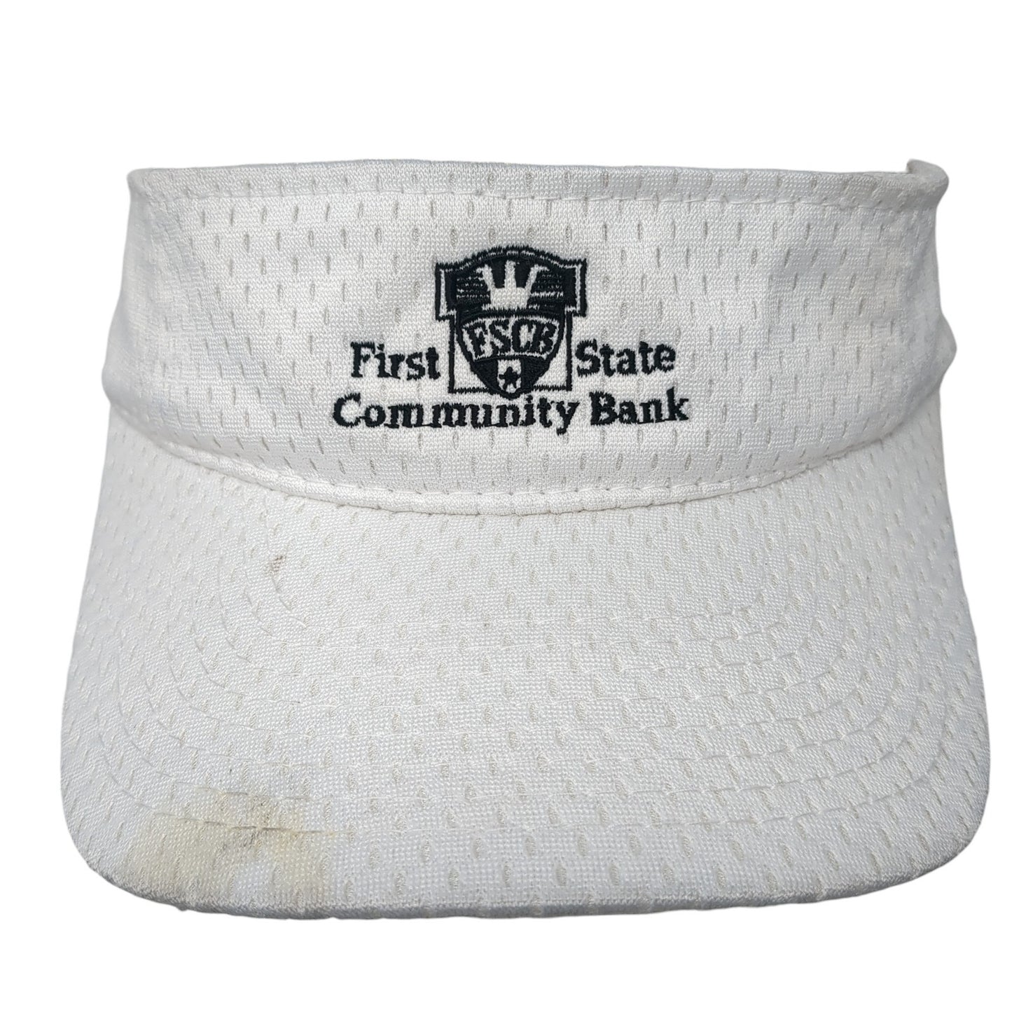 First State Community Bank Sun Visor Hat White One Size Adjustable Outdoor Cap