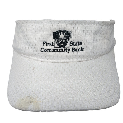 First State Community Bank Sun Visor Hat White One Size Adjustable Outdoor Cap