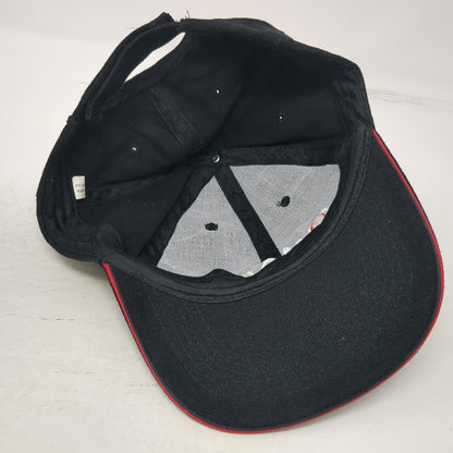Amada Hat Baseball Cap Black One Size Strapback Embroidered Logo Red Trim