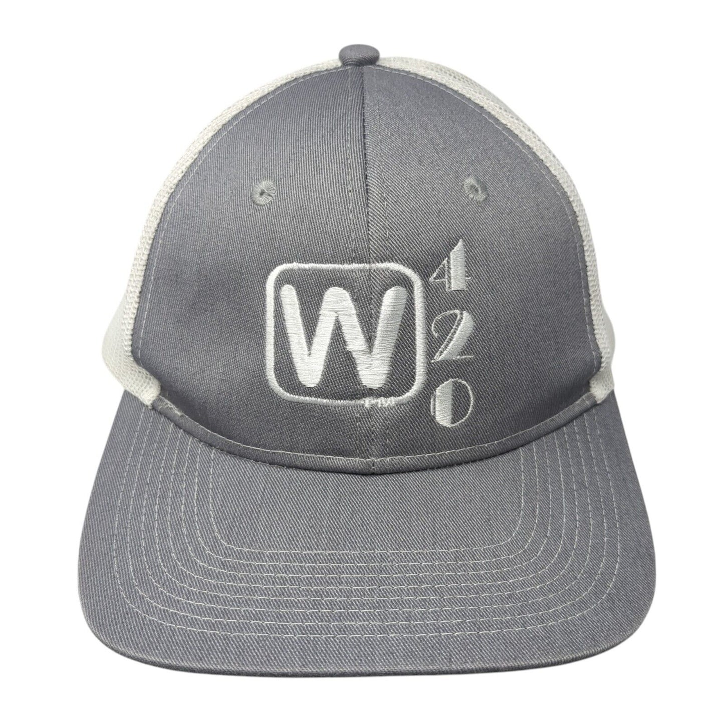 W420 Snapback Trucker Hat Gray OS Adjustable Embroidered Mesh Port Authority