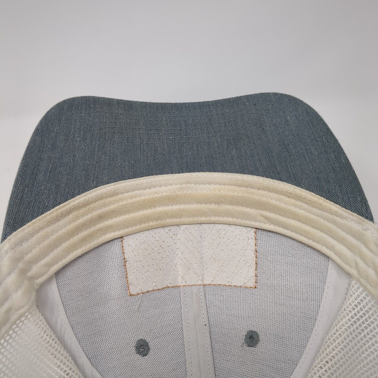 USA Flag Leather Patch Snapback Trucker Hat Gray One Size Mesh Back