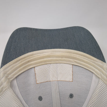 USA Flag Leather Patch Snapback Trucker Hat Gray One Size Mesh Back