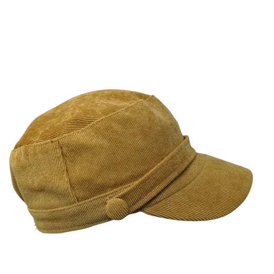 Arianna by Howards Fitted Newsboy Cap Tan One Size Stretch Corduroy