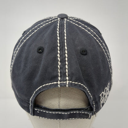 Dog Mom Strapback Hat Gray One Size Adjustable Embroidered Distressed Cotton