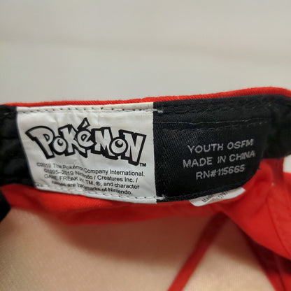 Pokemon Boy's Snapback Hat Red OSFM Embroidered Spell Out Logo Poke Ball