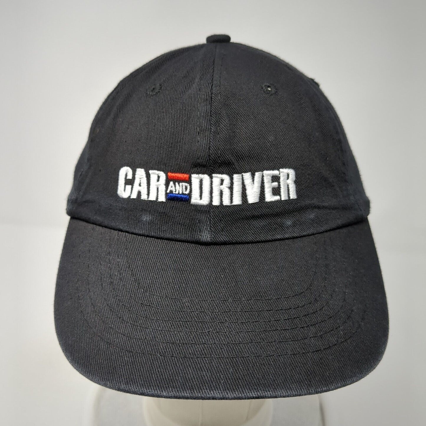 Car And Driver Strapback Hat Black One Size Adjustable Embroidered Vented Holes