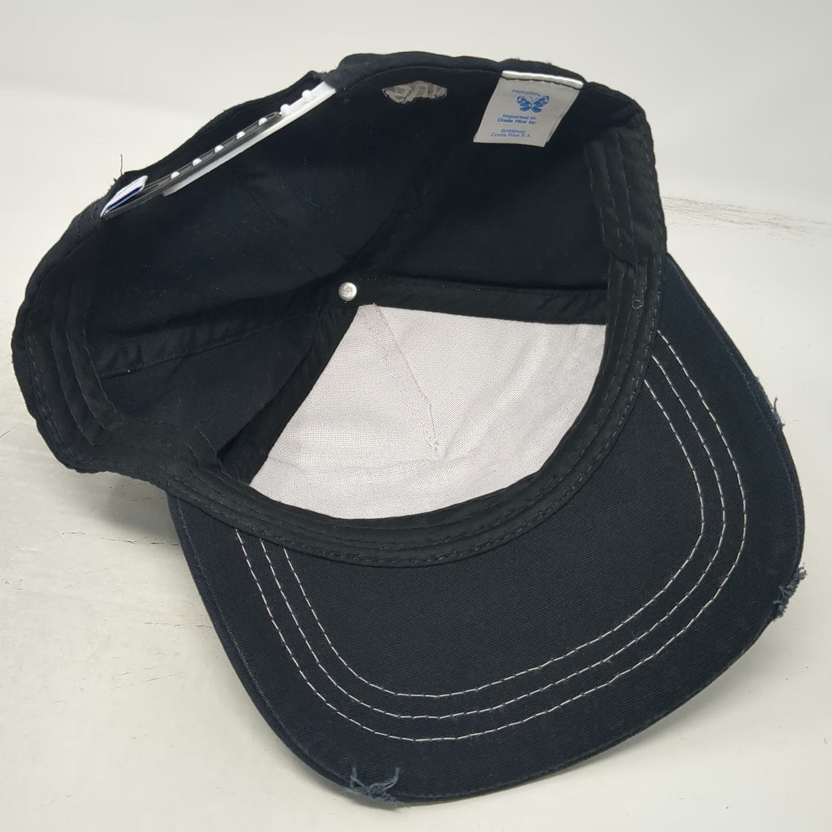 Morpho 5 Panel Black Hat One Size Surf Costa Rica Graphic Snapback Cotton