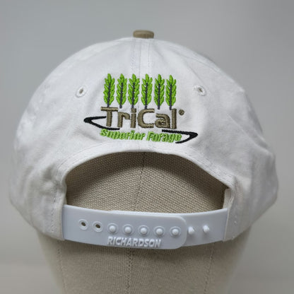 Richardson Snapback Hat Beige White OSFM Simplot TriCal Forage Logo Embroidered