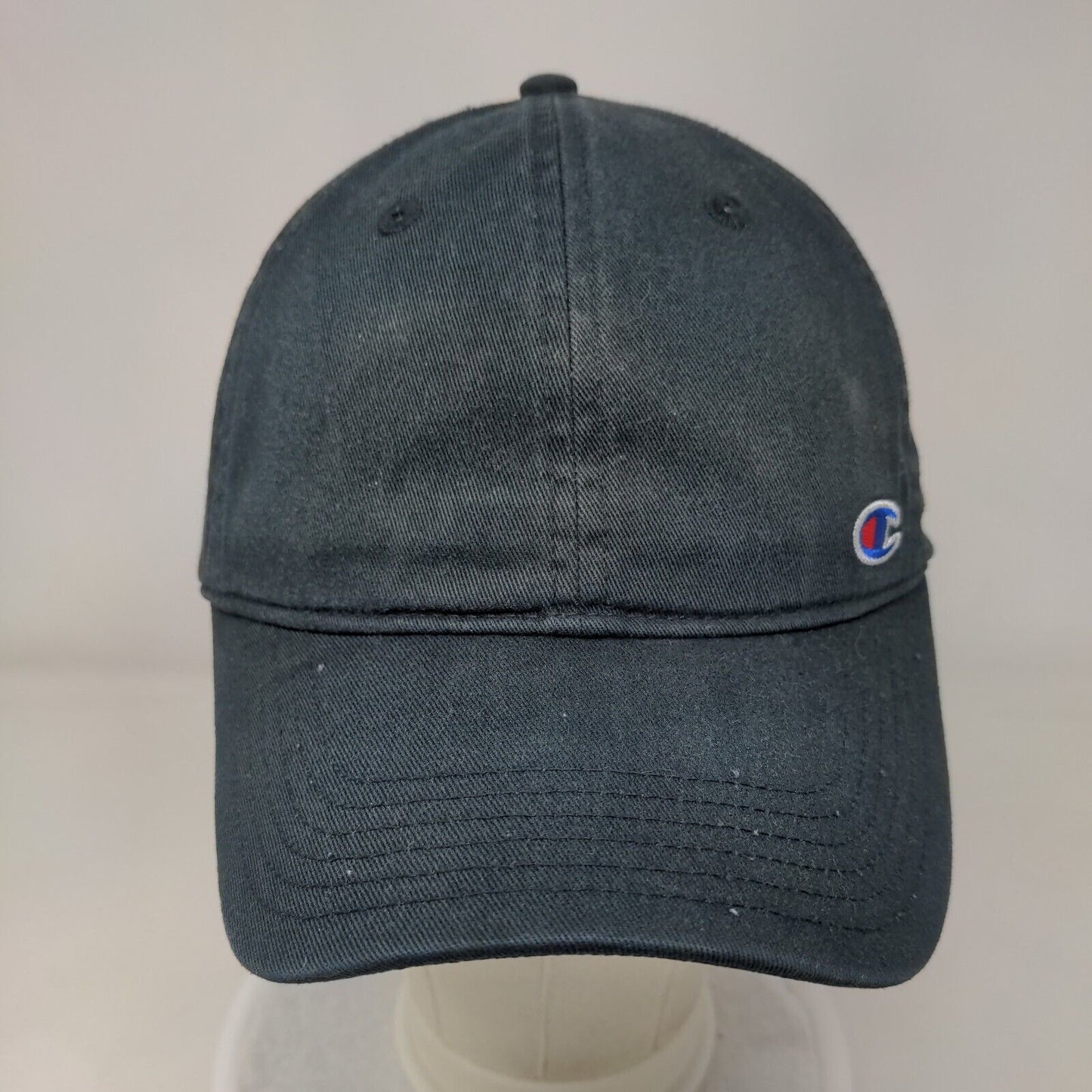 Champion C Logo Slideback Hat Solid Black OSFA Adjustable Embroidered