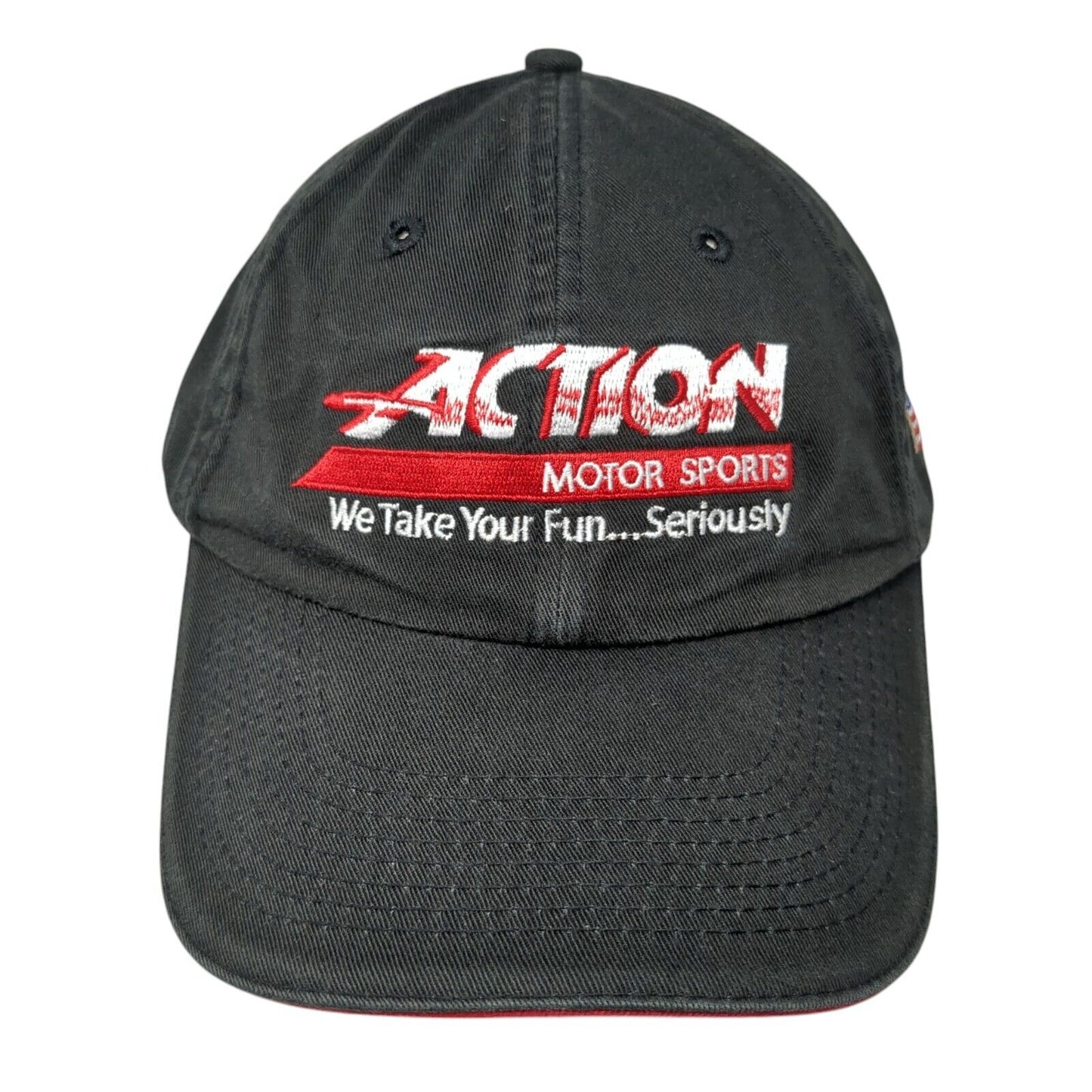 Action Motor Sports We Take Your Fun Seriously Strapback Hat Black OS Patriotic