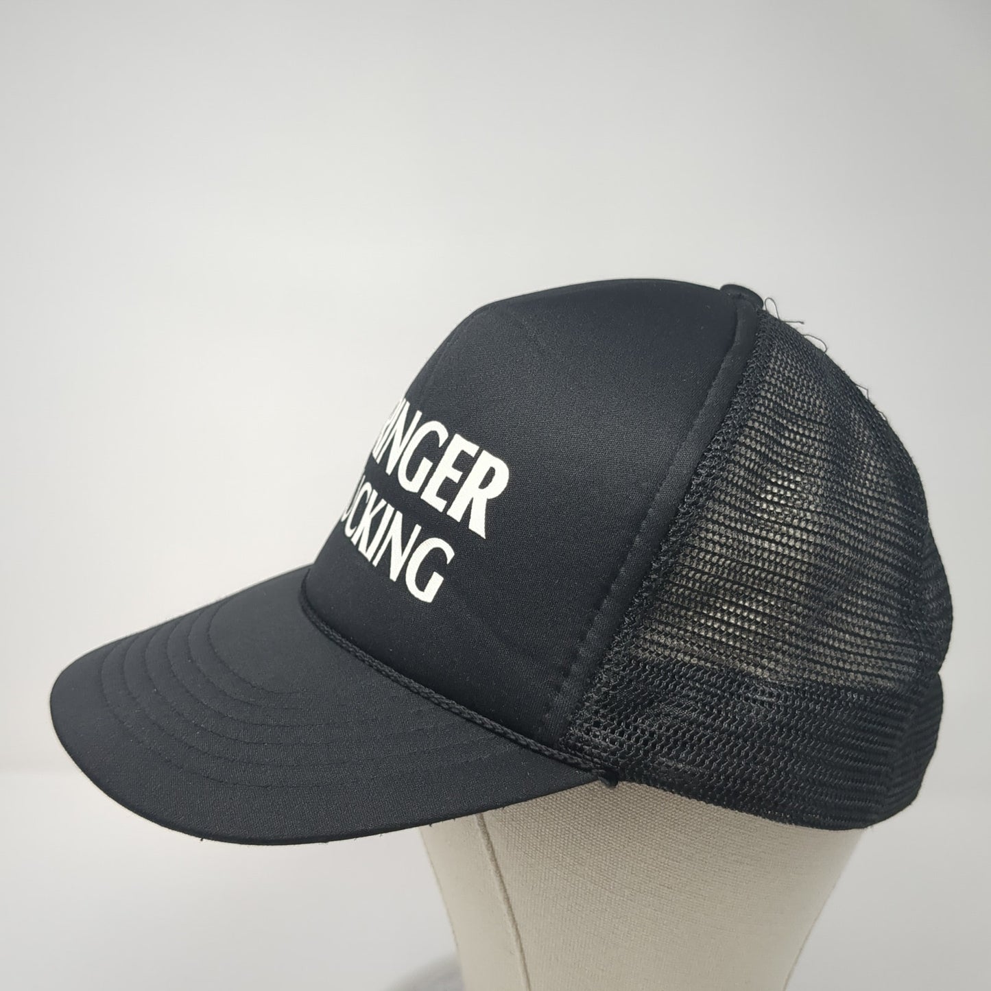 Stringer Trucking Snapback Rope Trucker Hat Black One Size Mesh Back