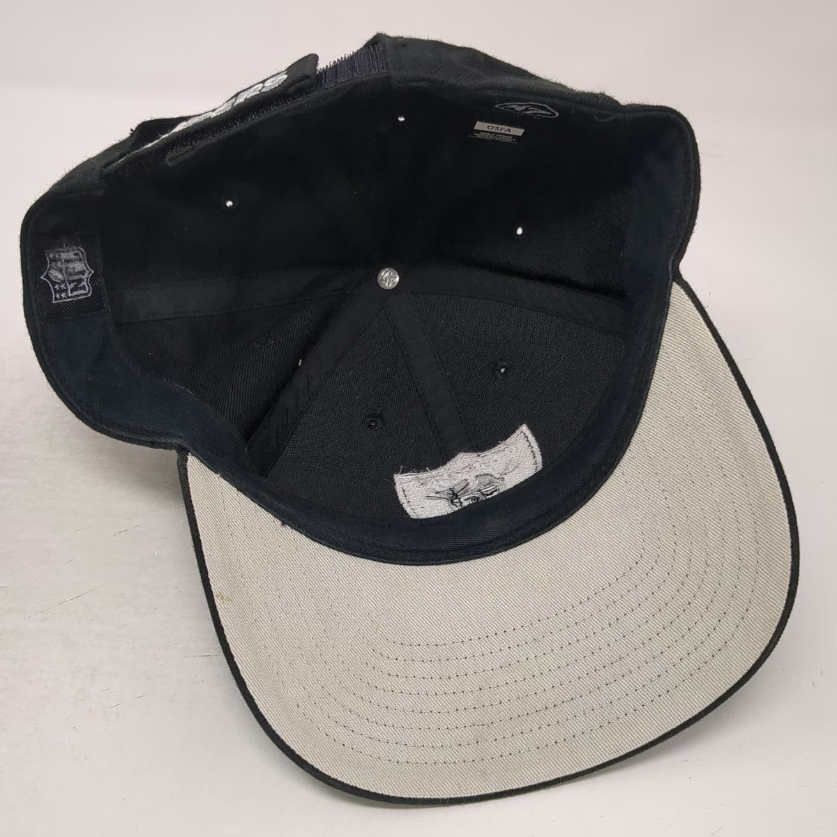 '47 NFL Las Vegas Raiders Shield Logo Black Baseball Cap OS Strapback Hat