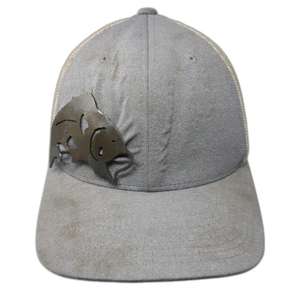 Flexfit Yupoong Baseball Cap Gray One Size Mesh Back Metal Fish Stretch Fit Hat
