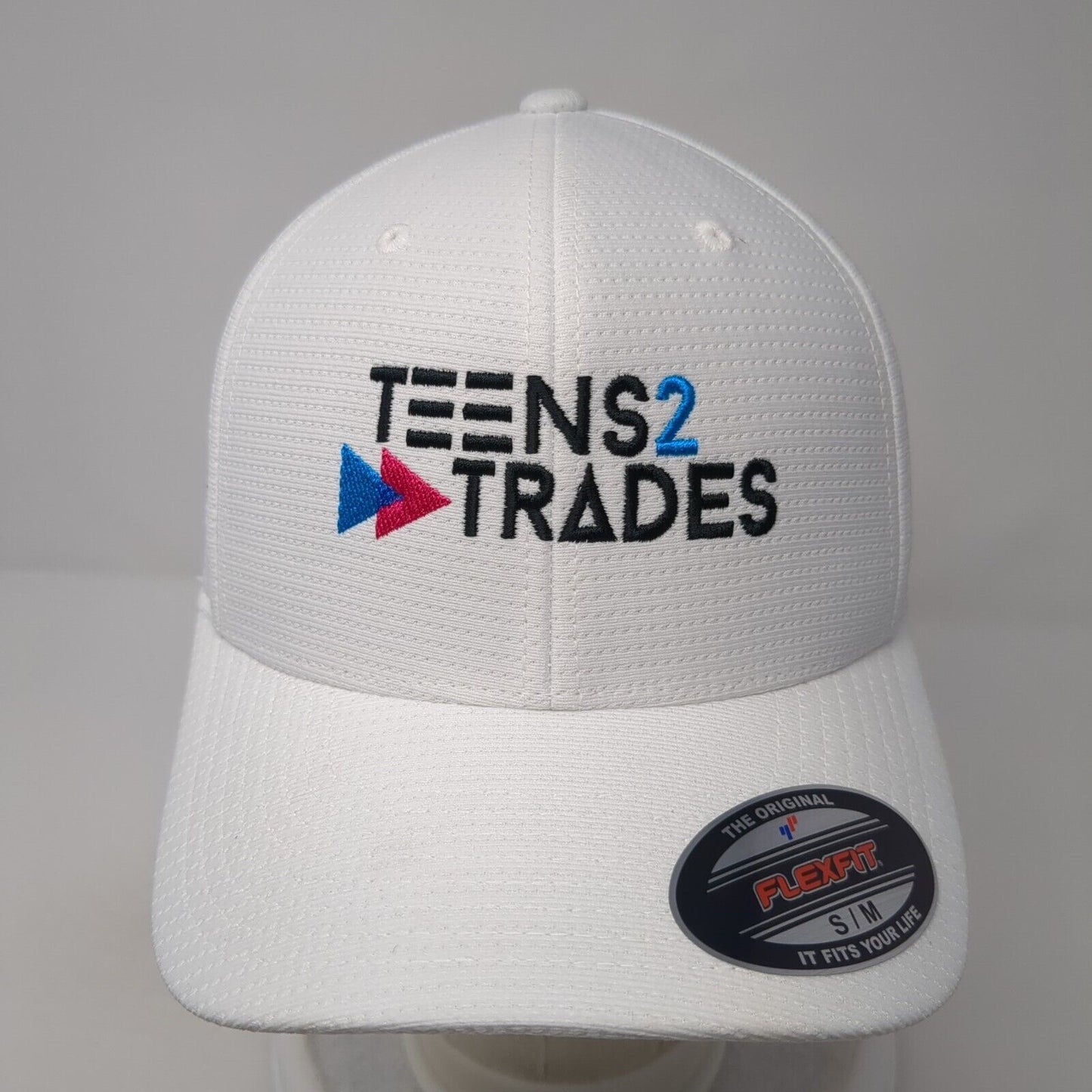 Teens 2 Trades Fitted Hat White S-M Stretch Flexfit Travis Mathew
