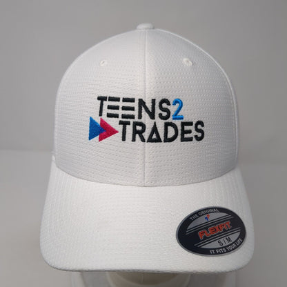 Teens 2 Trades Fitted Hat White S-M Stretch Flexfit Travis Mathew