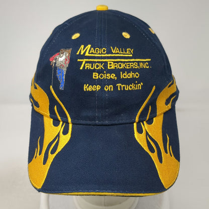 Otto Baseball Cap Blue One Size Magic Valley Truck Brokers Hat Flame Graphics