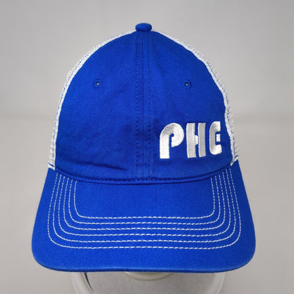 PHE Strapback Trucker Hat Blue One Size Mesh Back District Colorblock