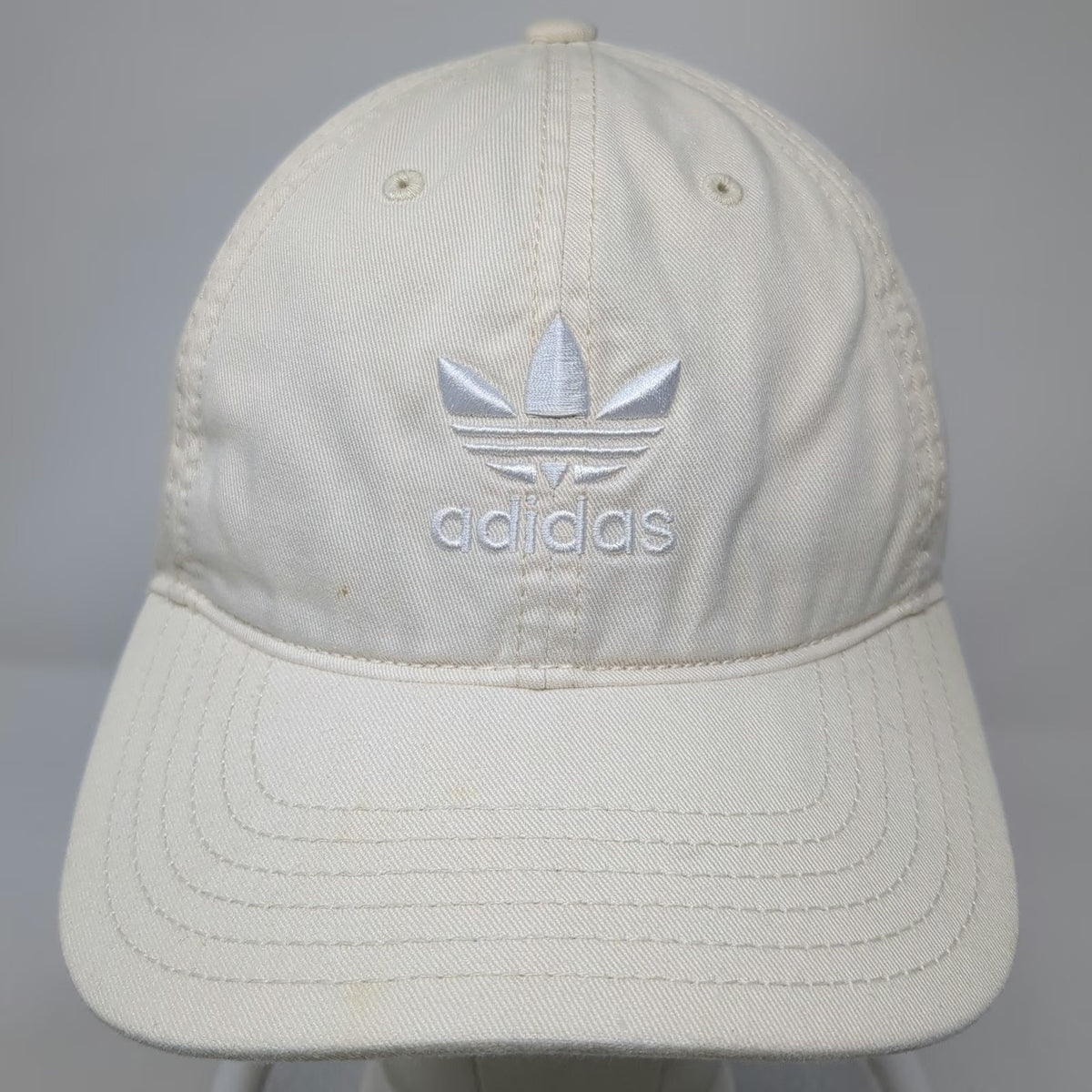 Adidas Baseball Cap Beige One Size Trefoil Logo Slideback Gray Undervisor Hat
