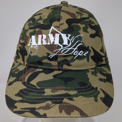 Big X Baseball Cap Green Camo Army of Hope One Size Slideback Hat Cotton Graphic