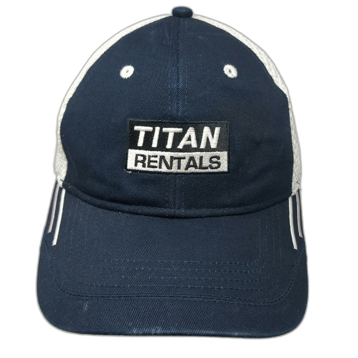 Cap America Titan Rentals Baseball Hat Blue One Size Mesh Back Strapback Stripes
