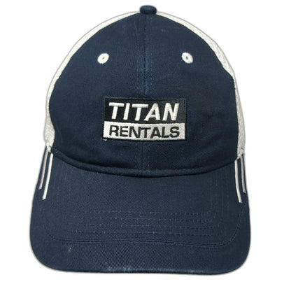 Cap America Titan Rentals Baseball Hat Blue One Size Mesh Back Strapback Stripes