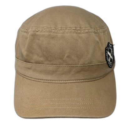 Old Navy Army Cap Brown XL Cotton Side Patch Shield Logo Regiment Military Hat