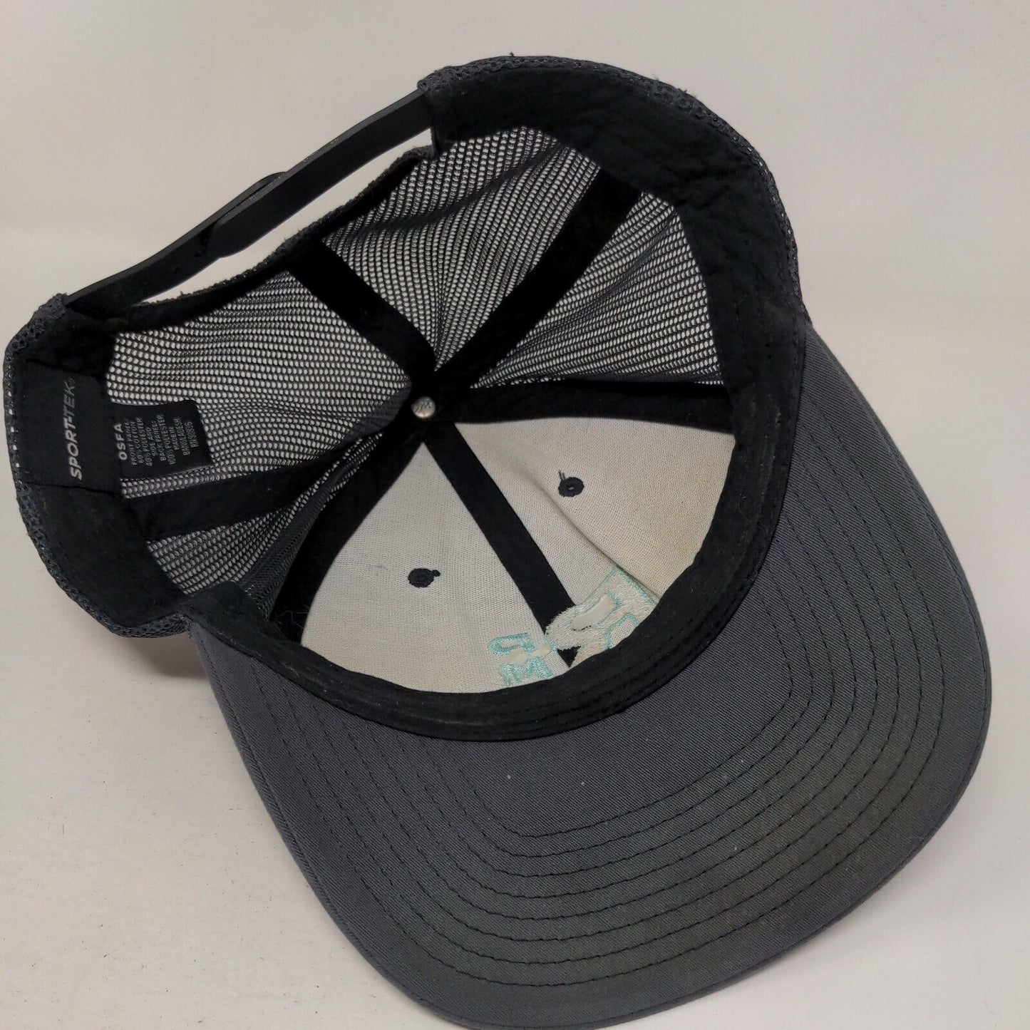 RPM Snapback Trucker Hat Gray OSFA Adjustable Embroidered Mesh Back Sport-Tek