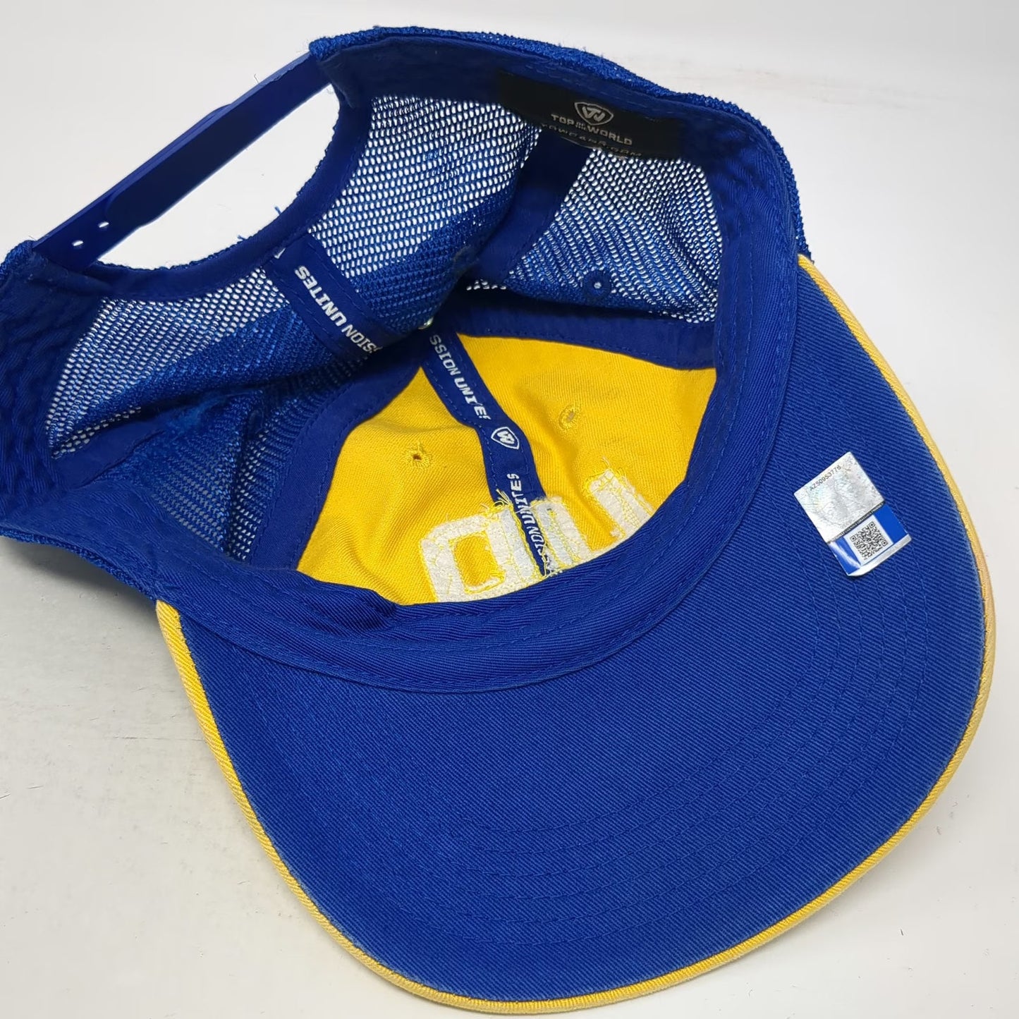 Delaware NCAA Top of the World Trucker Hat Yellow Blue One Size Snapback Mesh