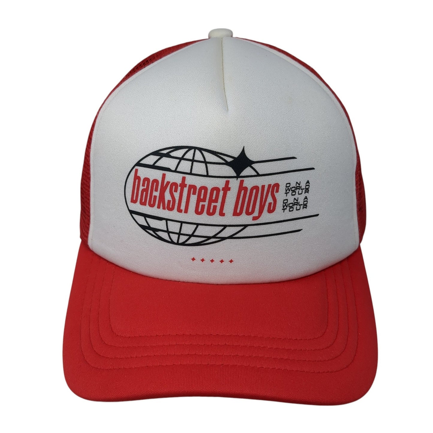 Backstreet Boys DNA World Tour Snapback Trucker Hat Red One Size Mesh Back