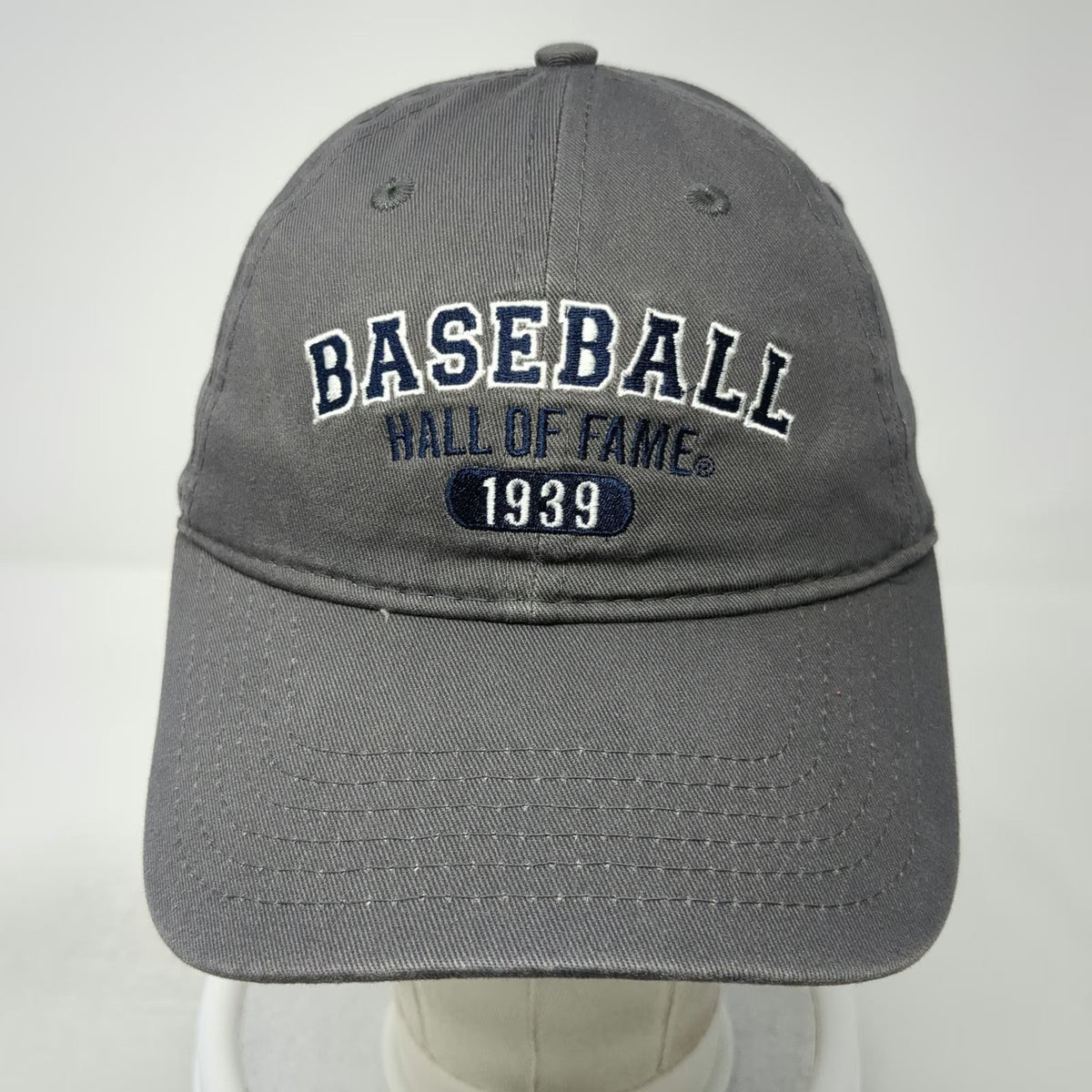 National Baseball Hall of Fame Gray One Size Cap Strapback 1939 Blue White Hat