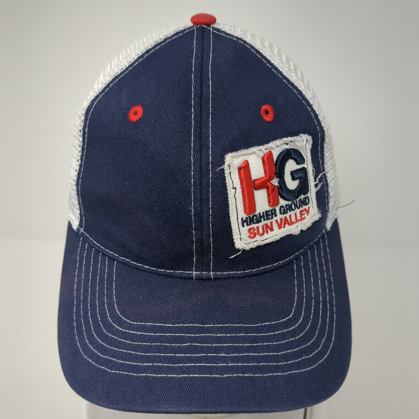 HG Higher Ground Sun Valley Strapback Trucker Hat Blue OS Mesh Back Vie Gear