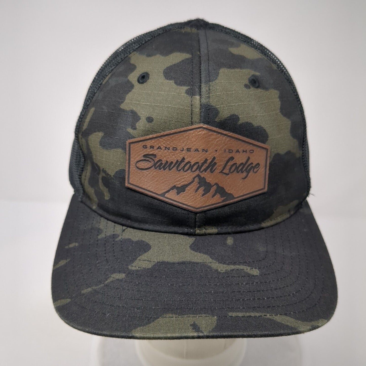 Grand Jean Idaho Sawtooth Lodge Snapback Trucker Hat Camo OS Mesh Richardson