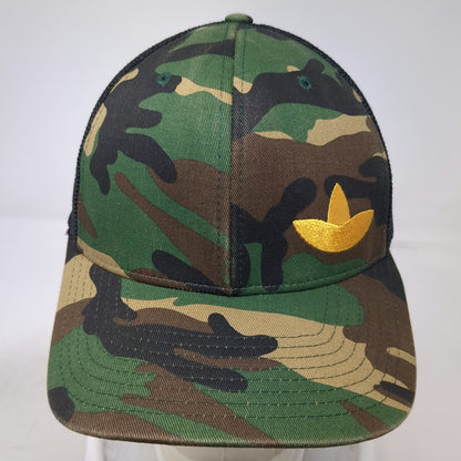 Simplot Baseball Cap Green M Camo Mesh Flexfit Yellow Logo Structured Hat