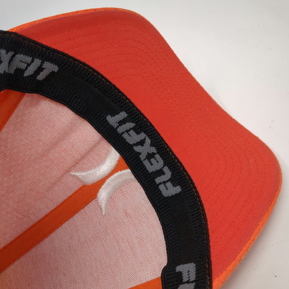 Hurley Baseball Cap Orange XL Flexfit Mesh Textured Embroidered Logo Sport Hat