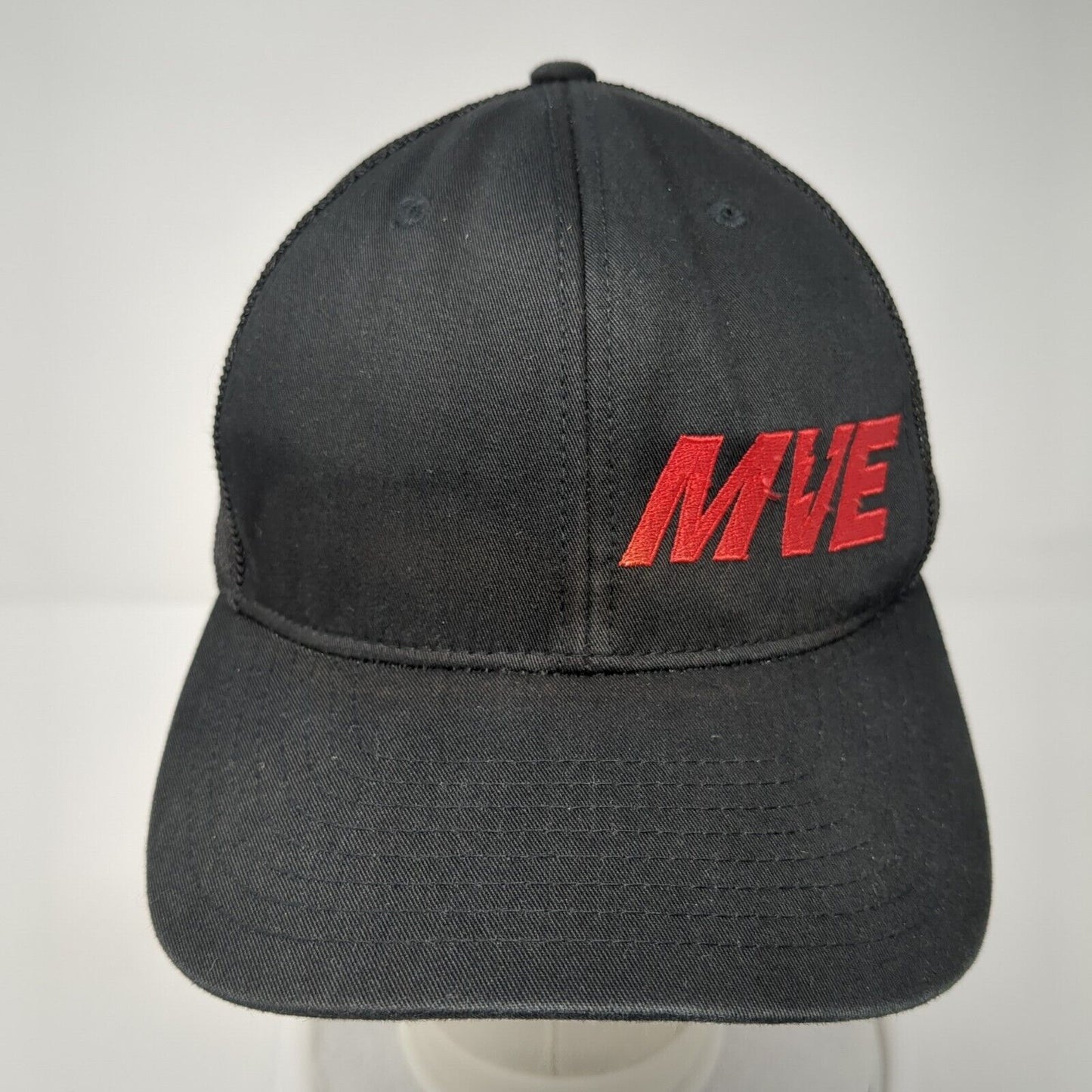 MVE 24/7 Fitted Mesh Back Trucker Hat Black L/XL Flexfit Port Authority