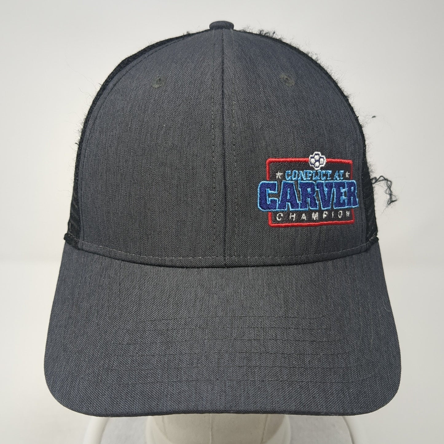 Conflict At Carver Champion Snapback Trucker Hat Gray One Size Mesh Back