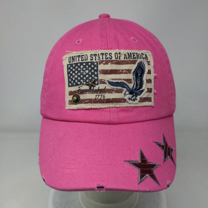 United States of America Flag Patch Slideback Hat Pink One Size Essencial Caps