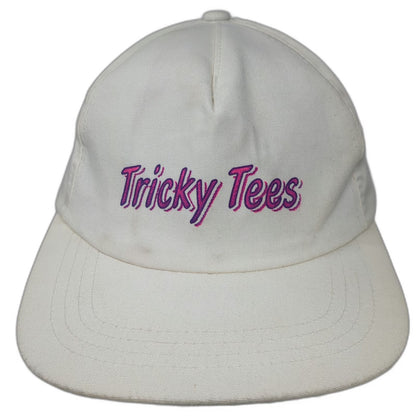 Yupoong 5 Panel White Hat One Size Tricky Tees Snapback Pink Purple Cotton
