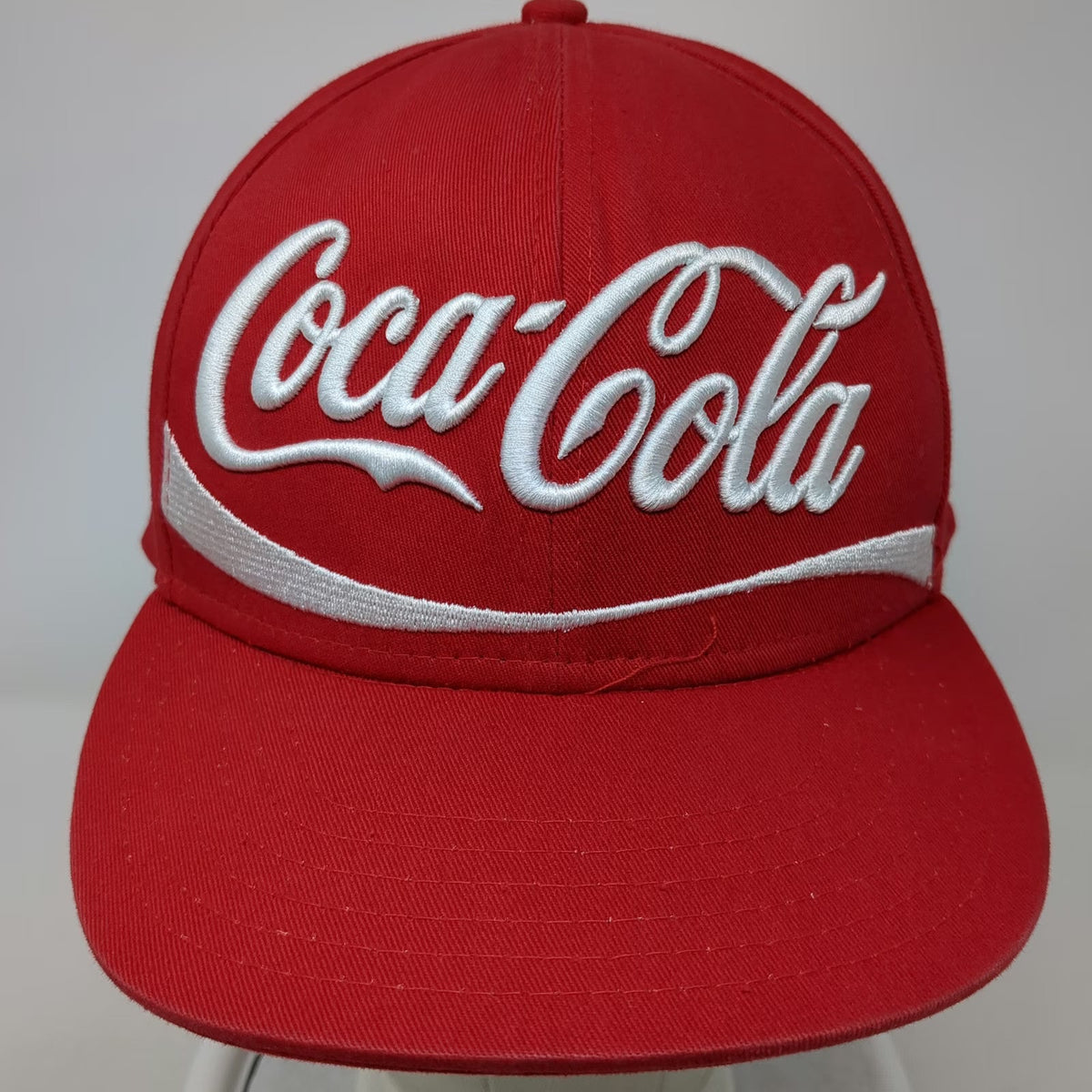 Coca-Cola Snapback Hat Red One Size Embroidered Logo Script Ribbon Cotton Cap