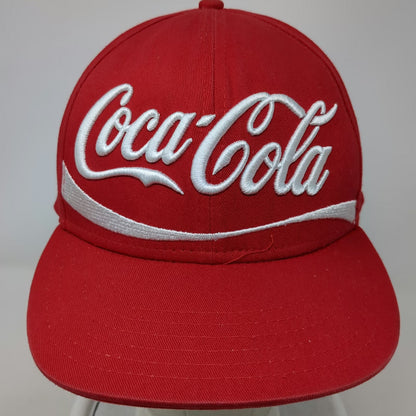 Coca-Cola Snapback Hat Red One Size Embroidered Logo Script Ribbon Cotton Cap