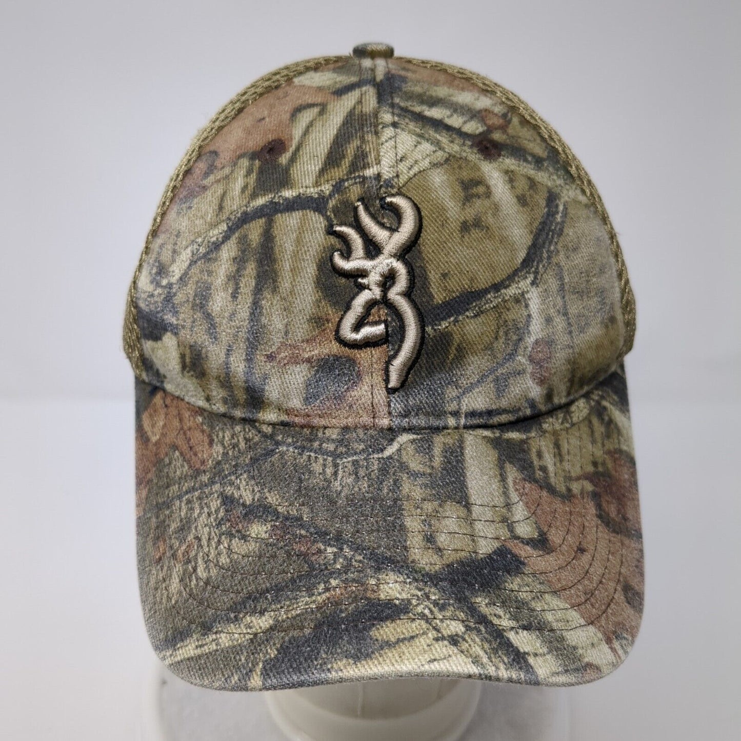 Browning Strapback Mesh Back Hat Camouflage OSFA Embroidered Hunting