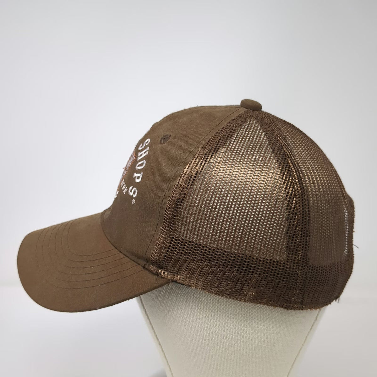 Bass Pro Shops Trucker Hat Brown One Size Mesh Back Fishing Logo Shield Snapback