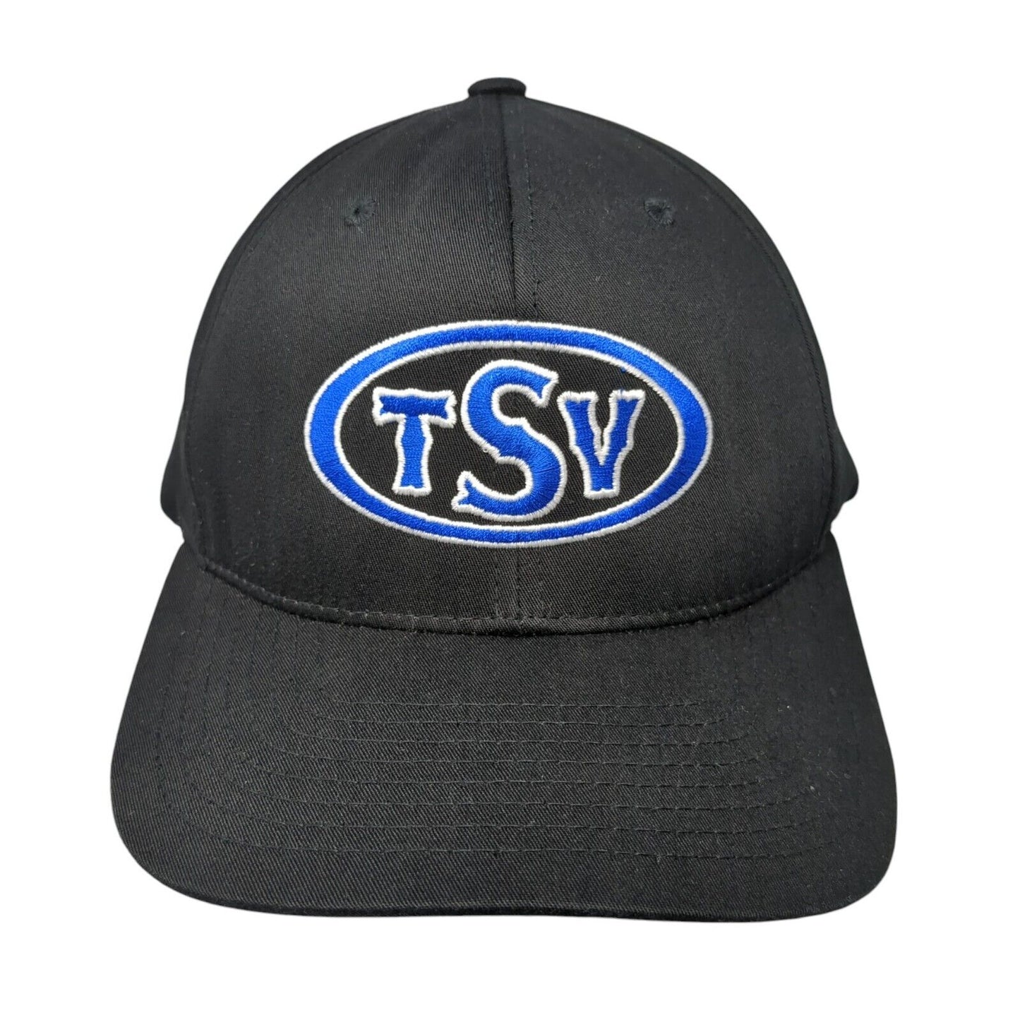 TSV Strapback Hat Black One Size Embroidered Pacific Headwear 6 Panel