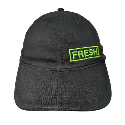 Fresh Strapback Hat Black One Size Adjustable Embroidered 6 Panel
