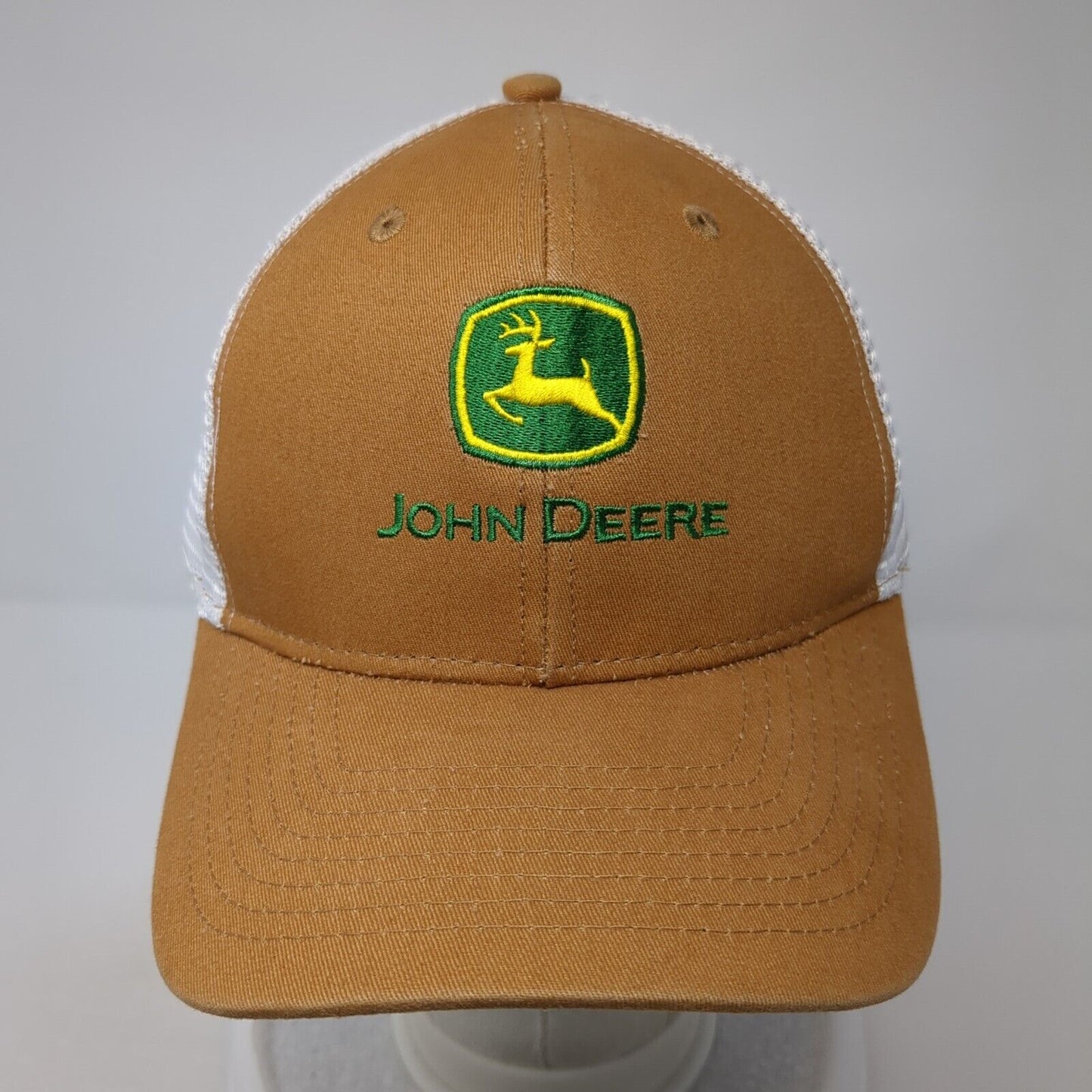 John Deere Mesh Back Trucker Hat Brown One Size Embroidered Adjustable
