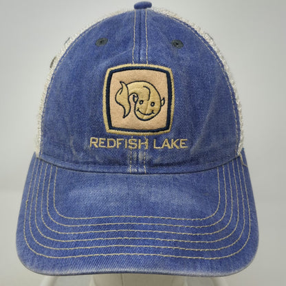 Legacy Trucker Hat Blue One Size Redfish Lake Smiling Fish Patch Mesh Back