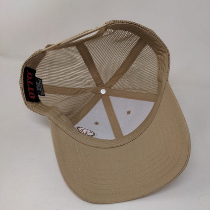 Africa Snapback Trucker Hat Tan OSFM Adjustable Embroidered Mesh Back Otto