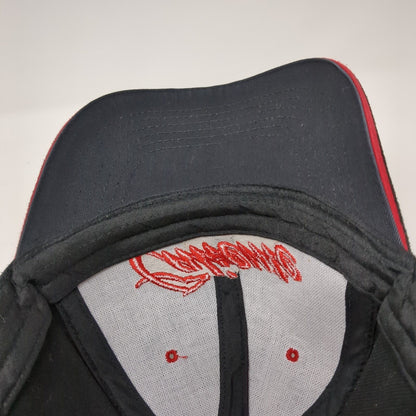 Caliente Strapback Hat Black OS Adjustable Embroidered Vented Holes 6 Panel