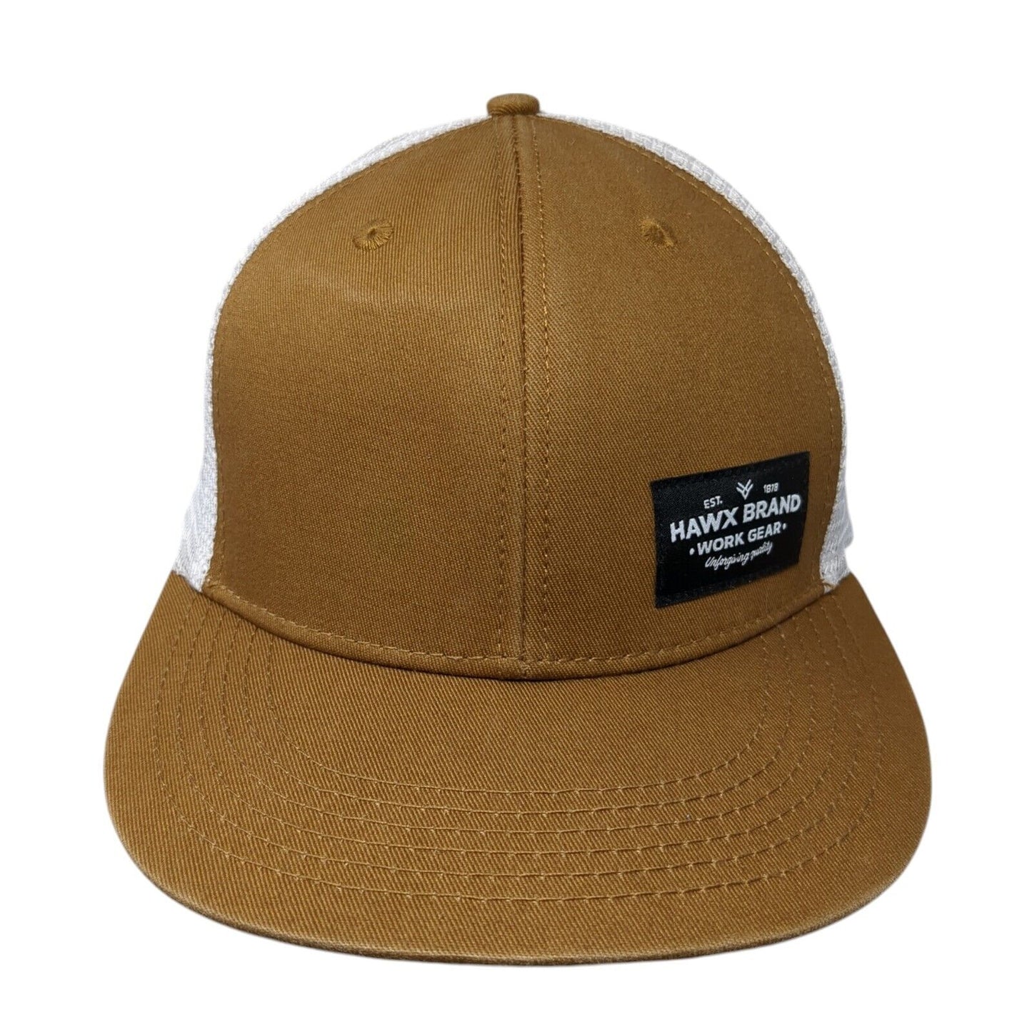 Hawx Brand Work Gear Snapback Mesh Back Trucker Hat Brown One Size
