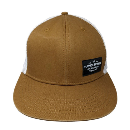 Hawx Brand Work Gear Snapback Mesh Back Trucker Hat Brown One Size